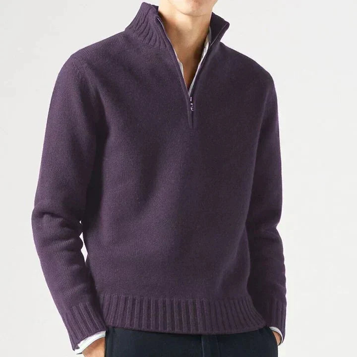 Maglione in lana a collo alto con zip