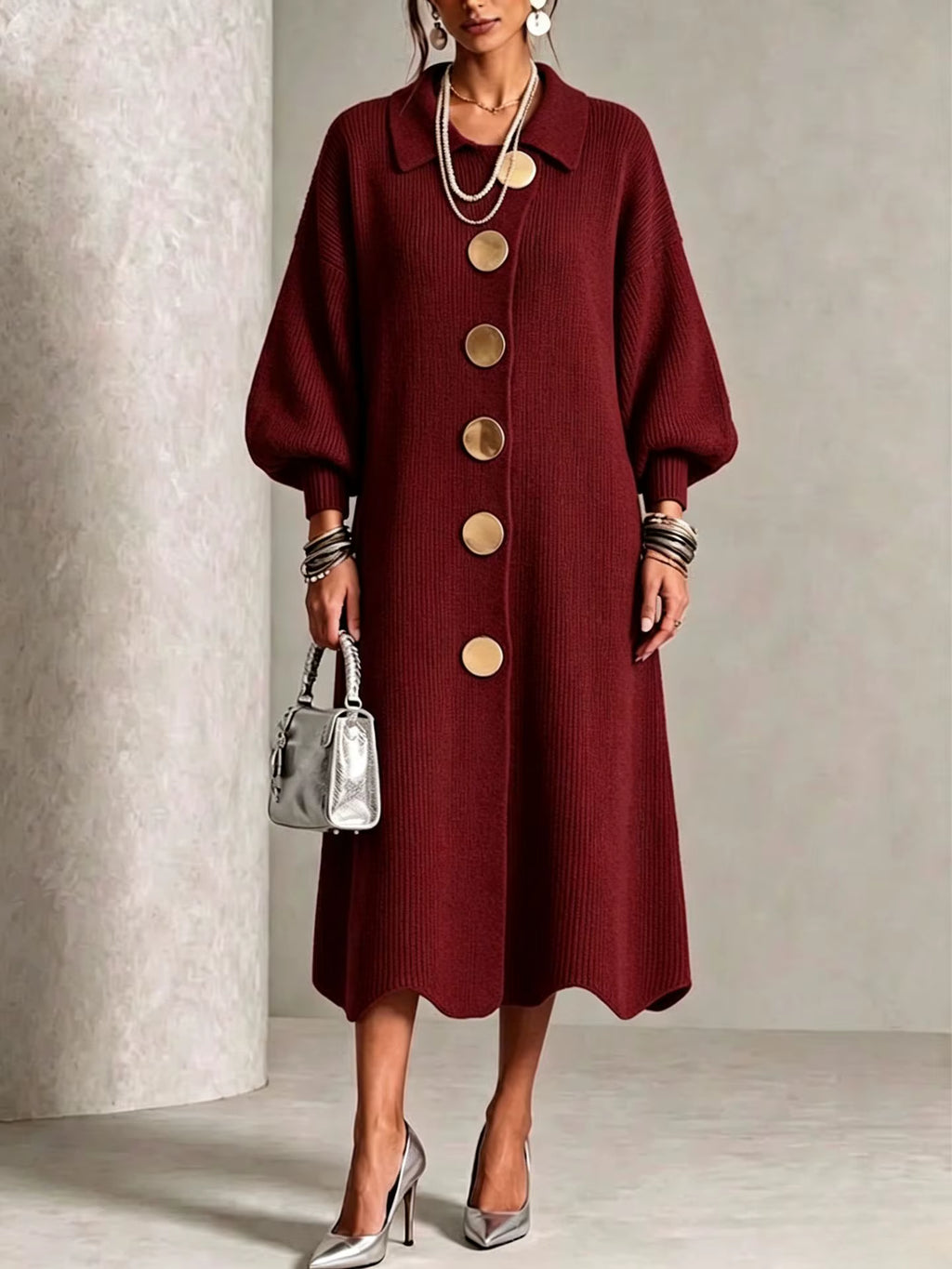 Strickkleid mit Reverskragen