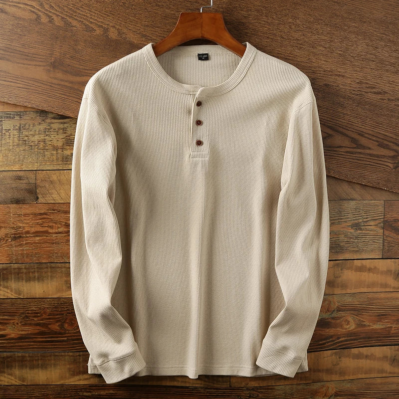 Camiseta Henley de Manga Larga