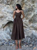 Vestido de algodón sin mangas con tirantes de nudo