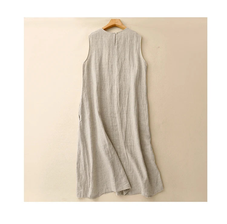 Vestido Midi Lino Natural Aiko