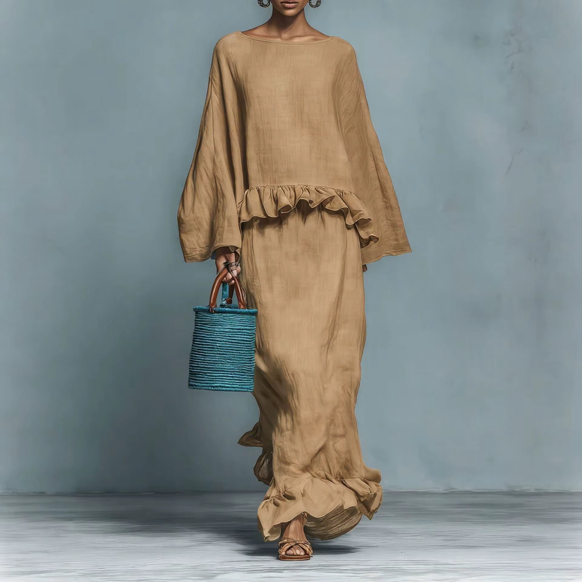 Ruffled Blouse and Skirt Set
