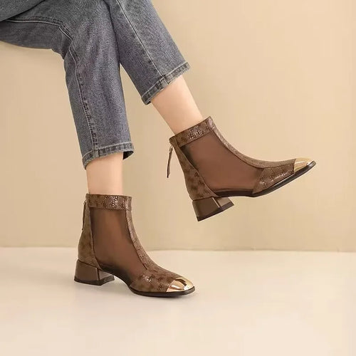Mesh Ankle Boots with Metal Toe