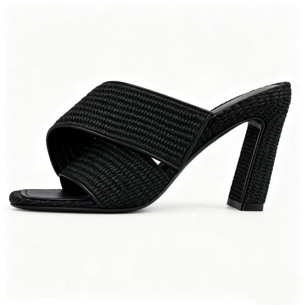 RAVELLO Sandal with Handcrafted Raffia Heel