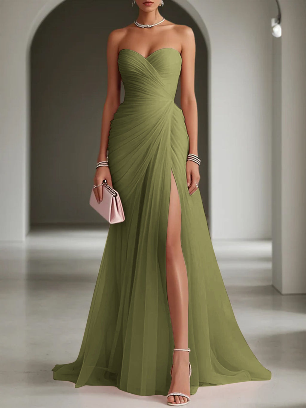 Ariadna | Long Party Dress with Draping and Side Slit