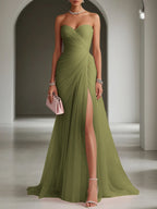 Ariadna | Long Party Dress with Draping and Side Slit
