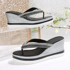 Isabella Rhinestone-flip-flops med platåsula