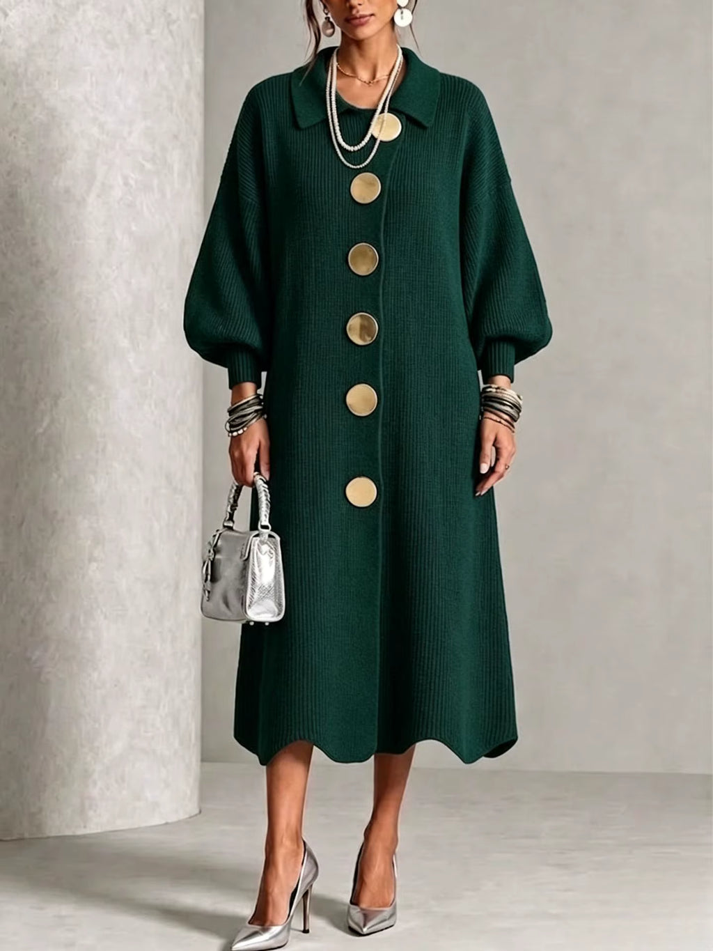 Strickkleid mit Reverskragen