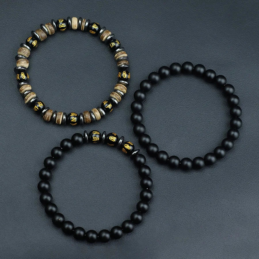 SIENA Natural Stone and Onyx Bracelet Set