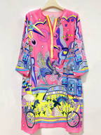 Vestido Túnica Estampado Barroco Multicolor