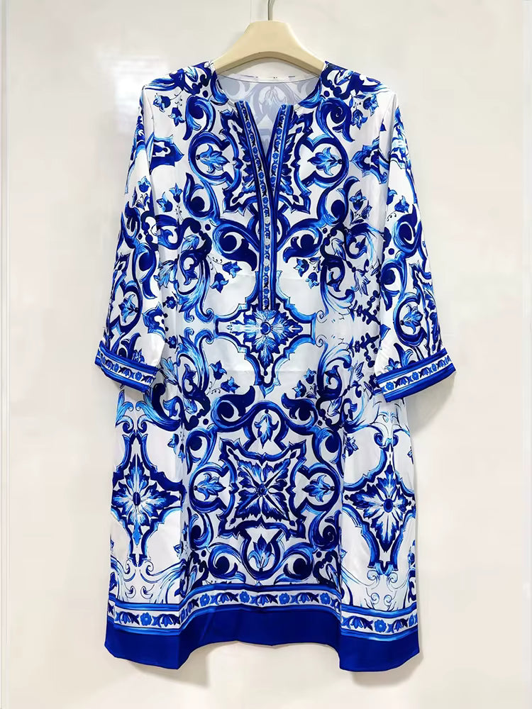 Vestido Túnica Estampado Barroco Multicolor