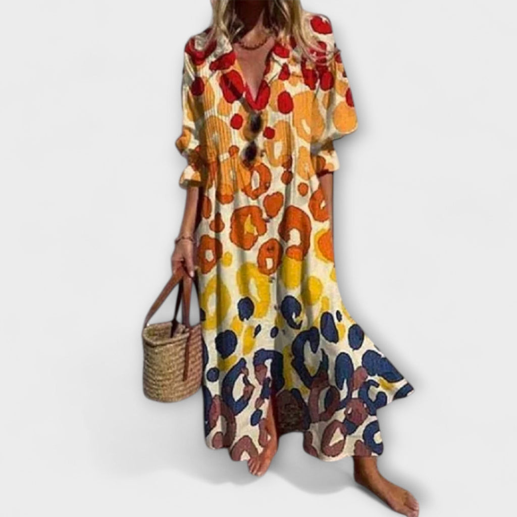 Vestido maxi halagado con cobertura para el vientre