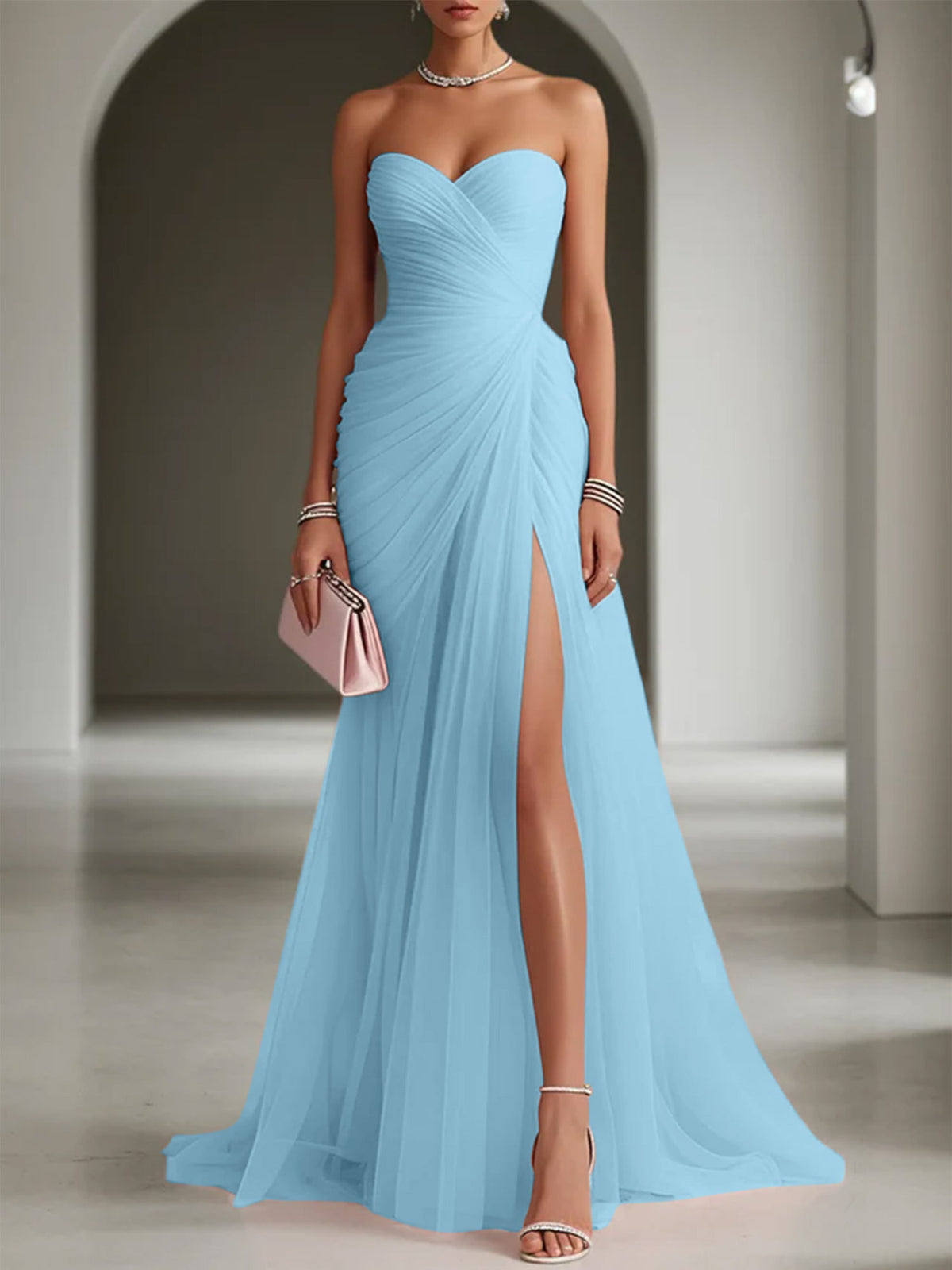 Ariadna | Long Party Dress with Draping and Side Slit
