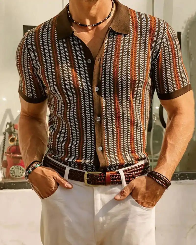 Camisa polo de rayas en espiga Alexander - LOVRA DESIGN
