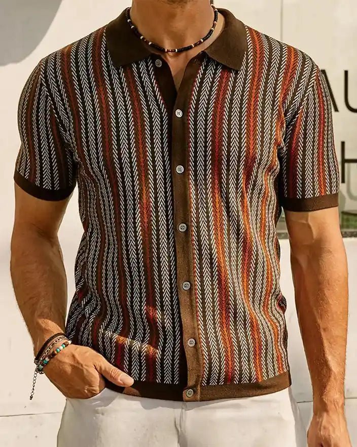 Camisa polo de rayas en espiga Alexander - LOVRA DESIGN