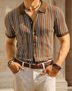 Camisa polo de rayas en espiga Alexander - LOVRA DESIGN