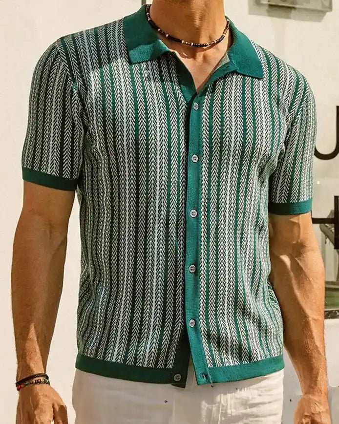 Camisa polo de rayas en espiga Alexander - LOVRA DESIGN