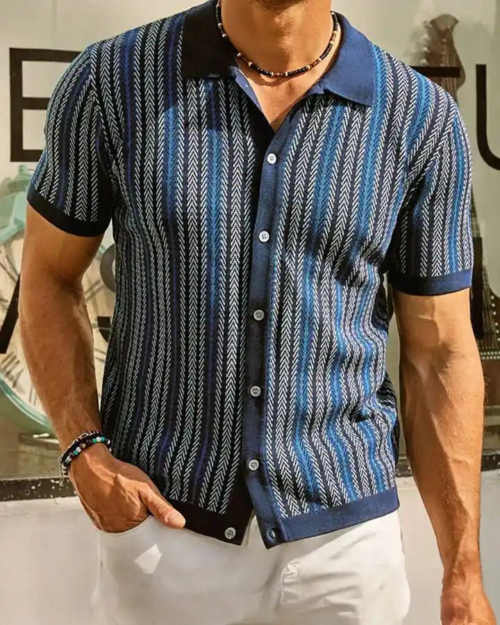Camisa polo de rayas en espiga Alexander - LOVRA DESIGN