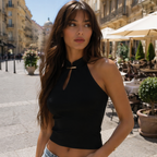 White Emi top with cut-out neckline