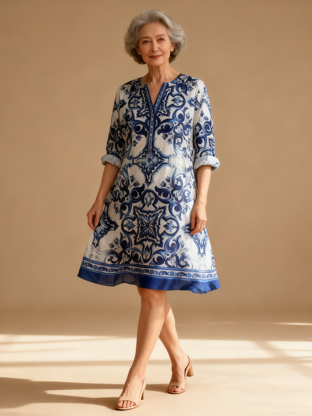 Vestido Túnica Estampado Barroco Multicolor