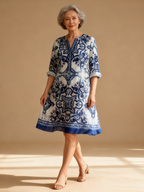 Vestido Túnica Estampado Barroco Multicolor