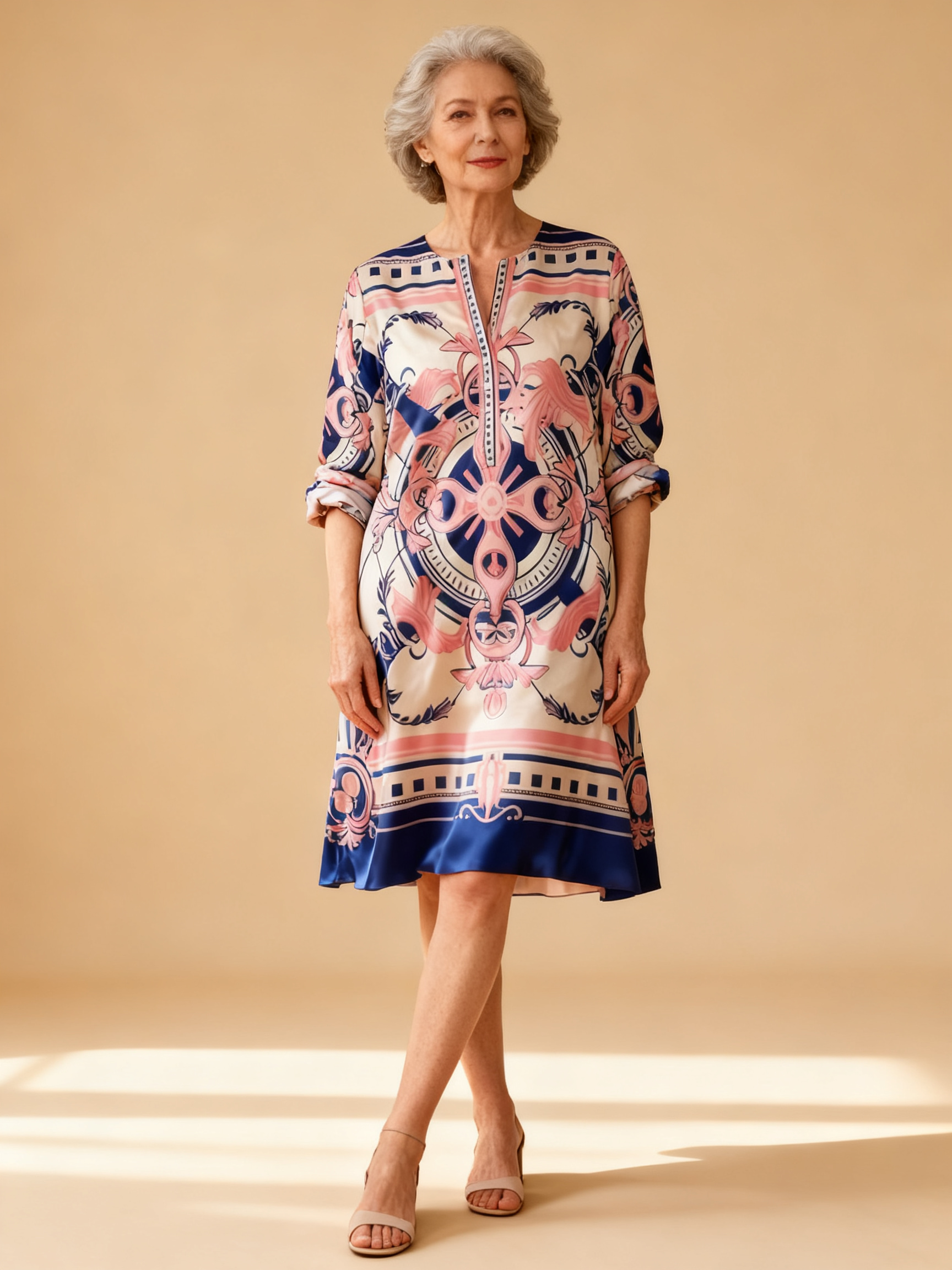 Vestido Túnica Estampado Barroco Multicolor