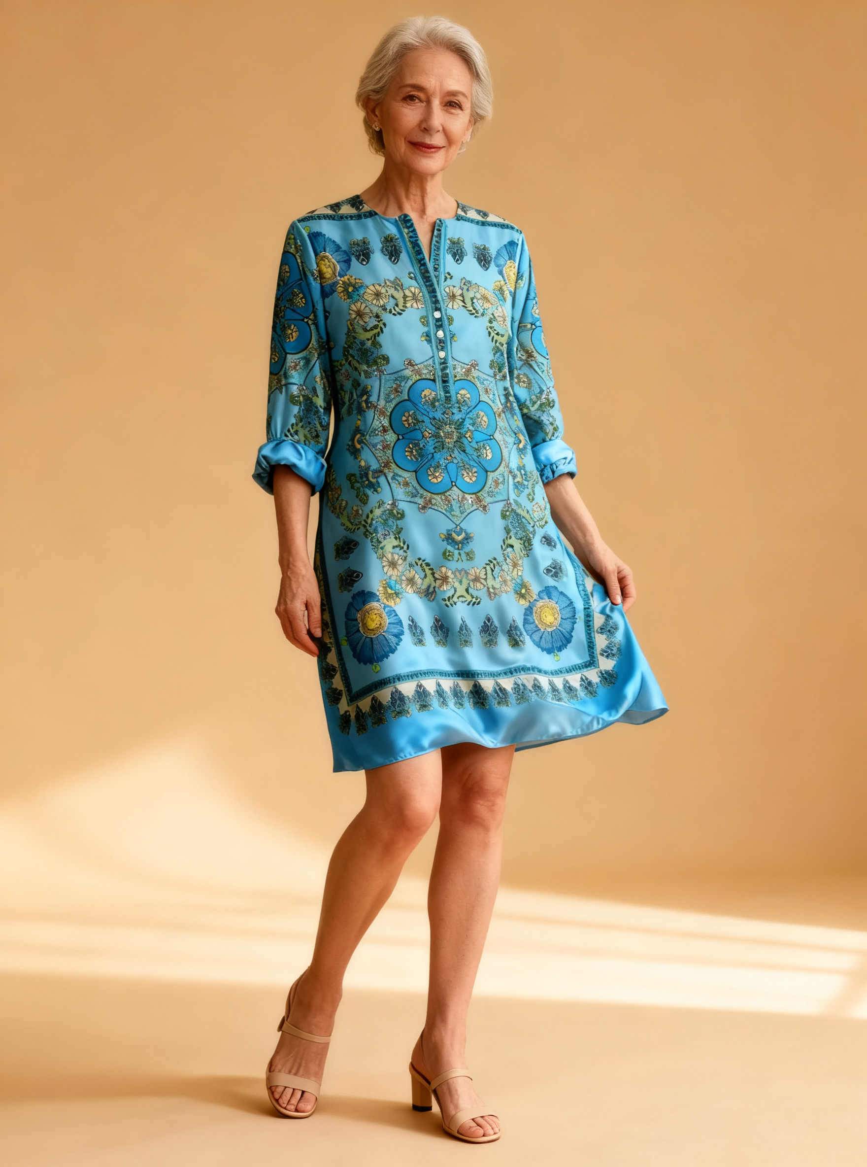 Vestido Túnica Estampado Barroco Multicolor