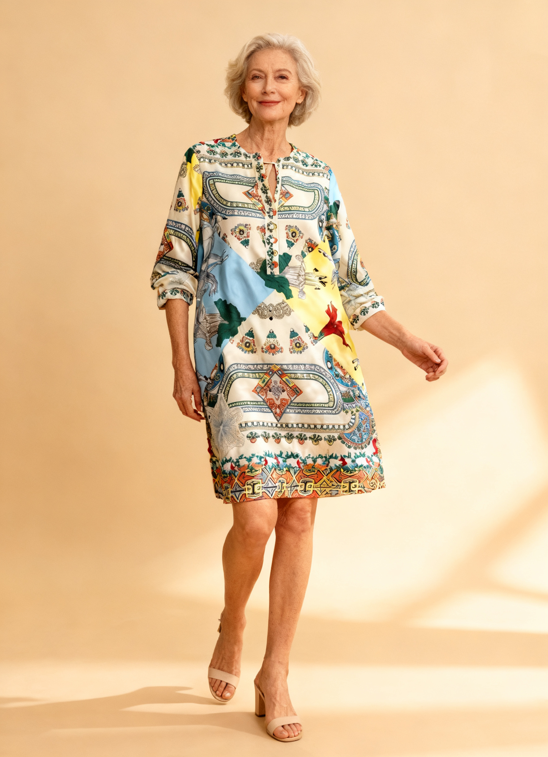 Vestido Túnica Estampado Barroco Multicolor