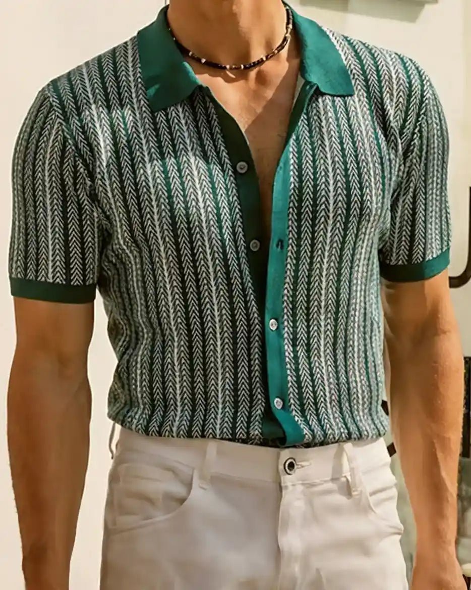 Camisa polo de rayas en espiga Alexander - LOVRA DESIGN