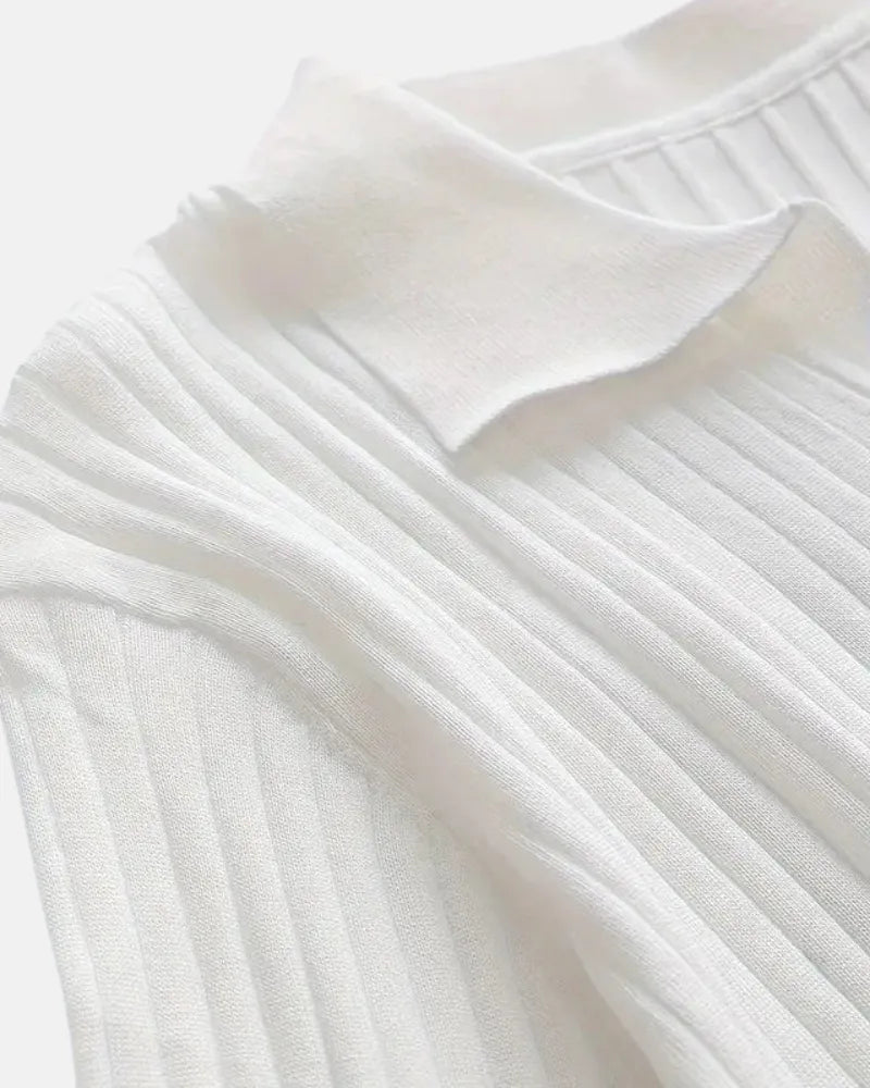 Sudadera de canalé con cuello polo Hampton - LOVRA DESIGN