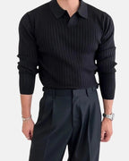 Sudadera de canalé con cuello polo Hampton - LOVRA DESIGN