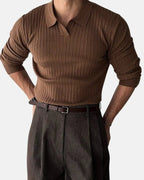 Sudadera de canalé con cuello polo Hampton - LOVRA DESIGN