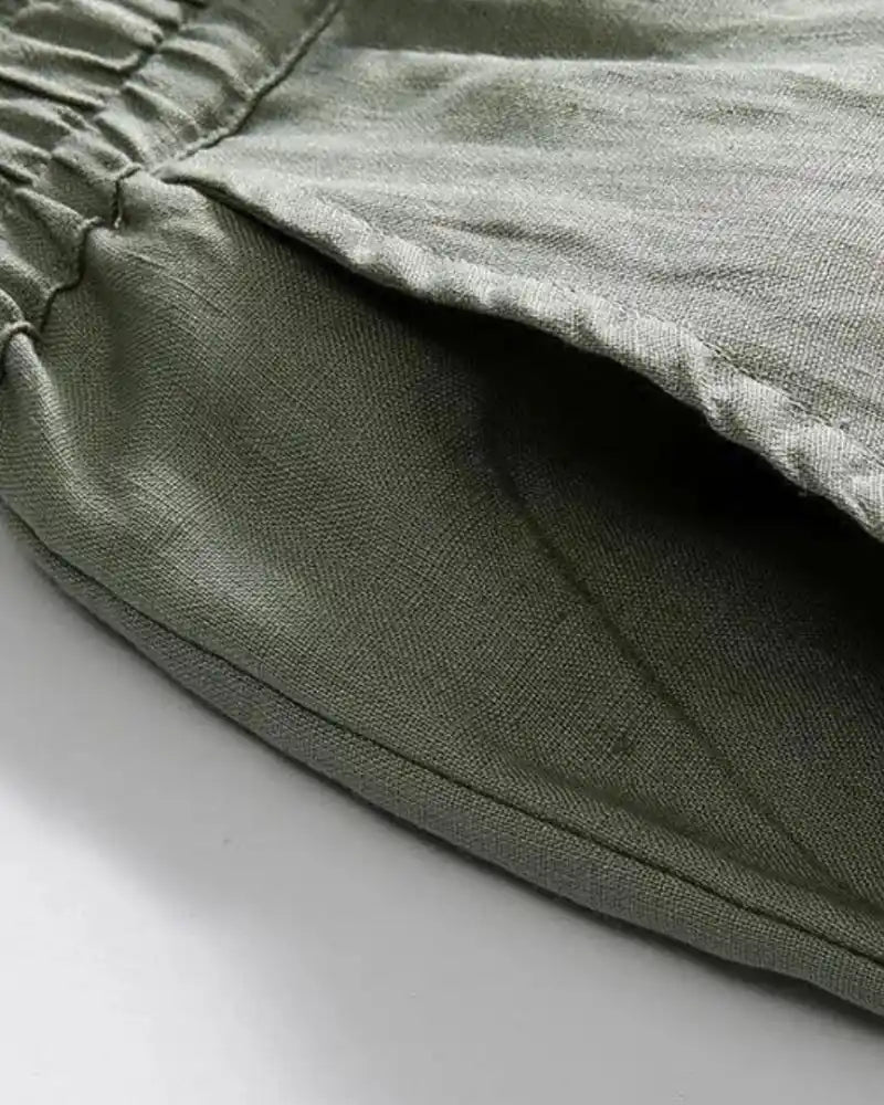 Pantalón de lino de corte recto - LOVRA DESIGN