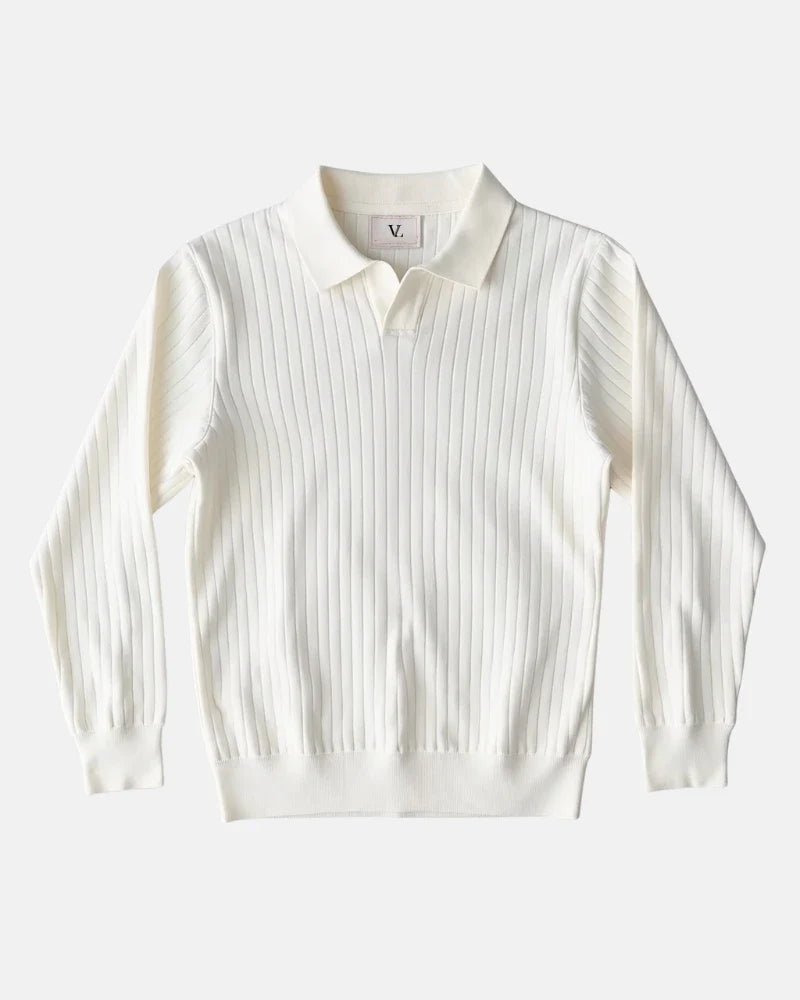 Sudadera de canalé con cuello polo Hampton - LOVRA DESIGN