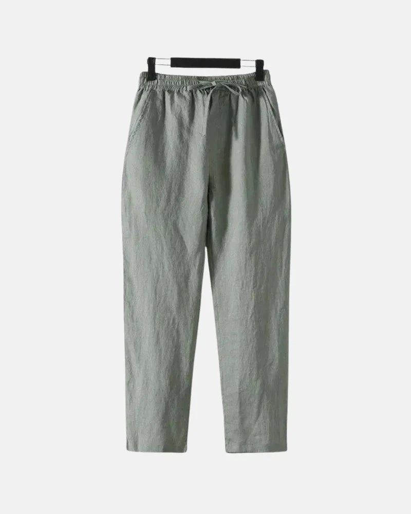Pantalón de lino de corte recto - LOVRA DESIGN
