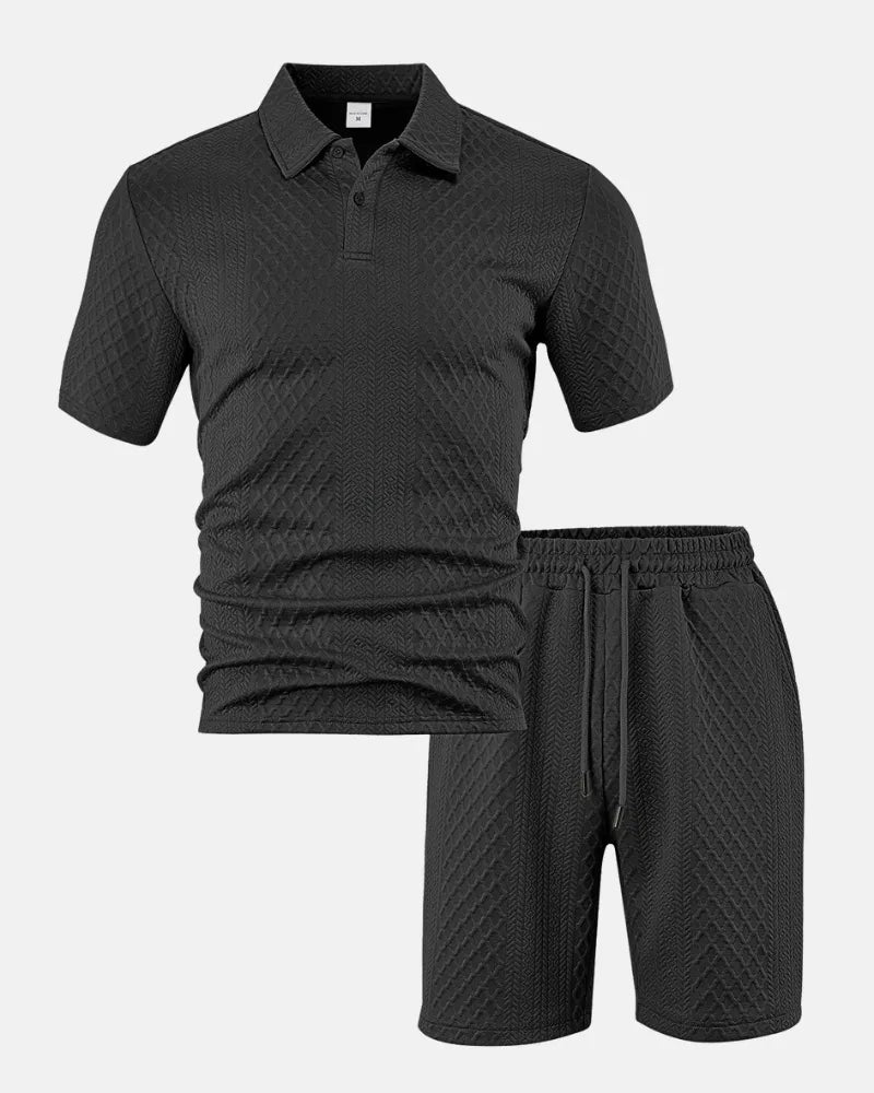 Conjunto de polo y bermudas de punto rombo - LOVRA DESIGN