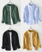 Camisa de algodón con cuello mao Porto - LOVRA DESIGN