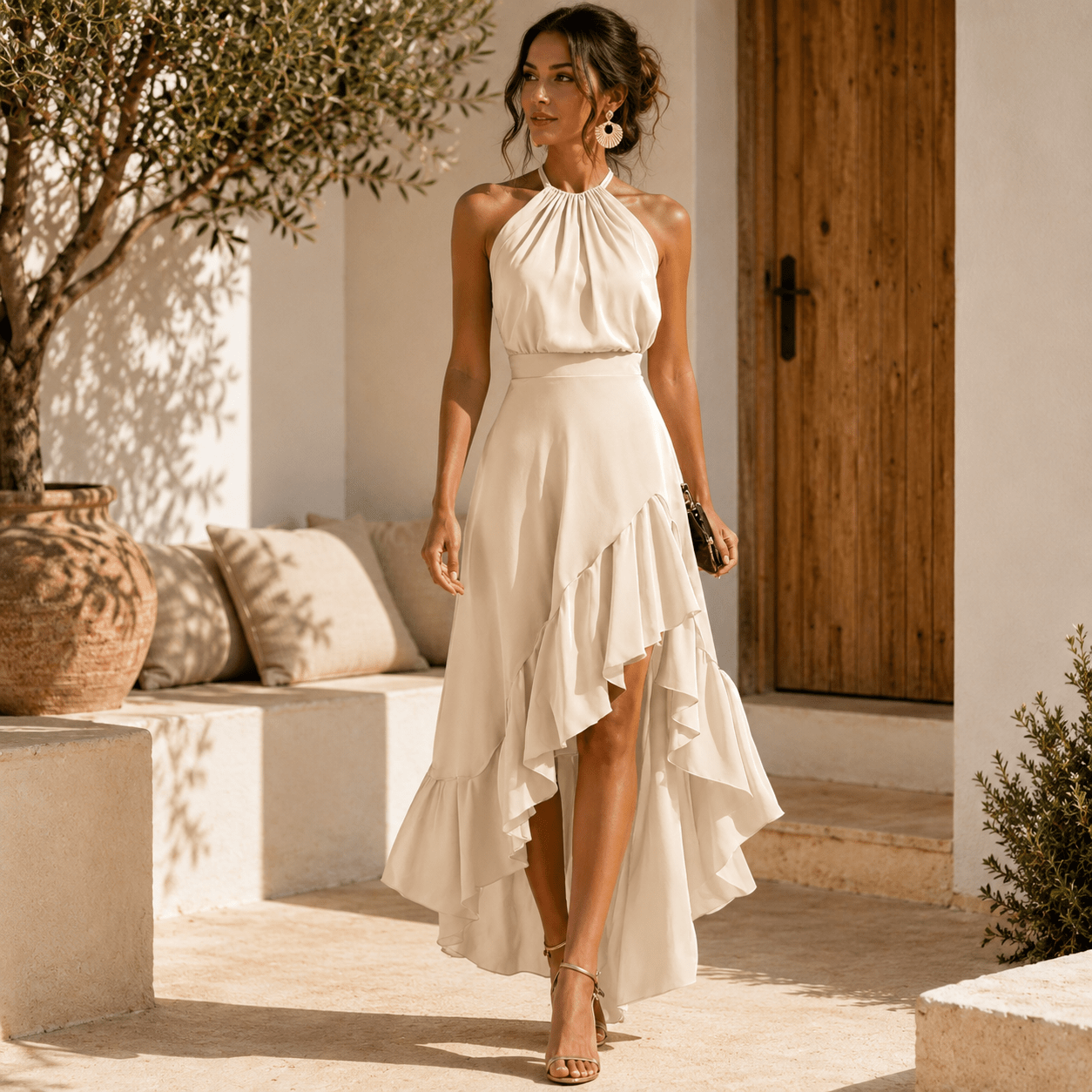Vestido Bajo Asimétrico Coral - LOVRA DESIGN
