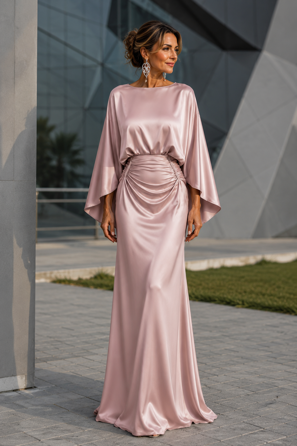 Eclat Long Satin Guest Dress