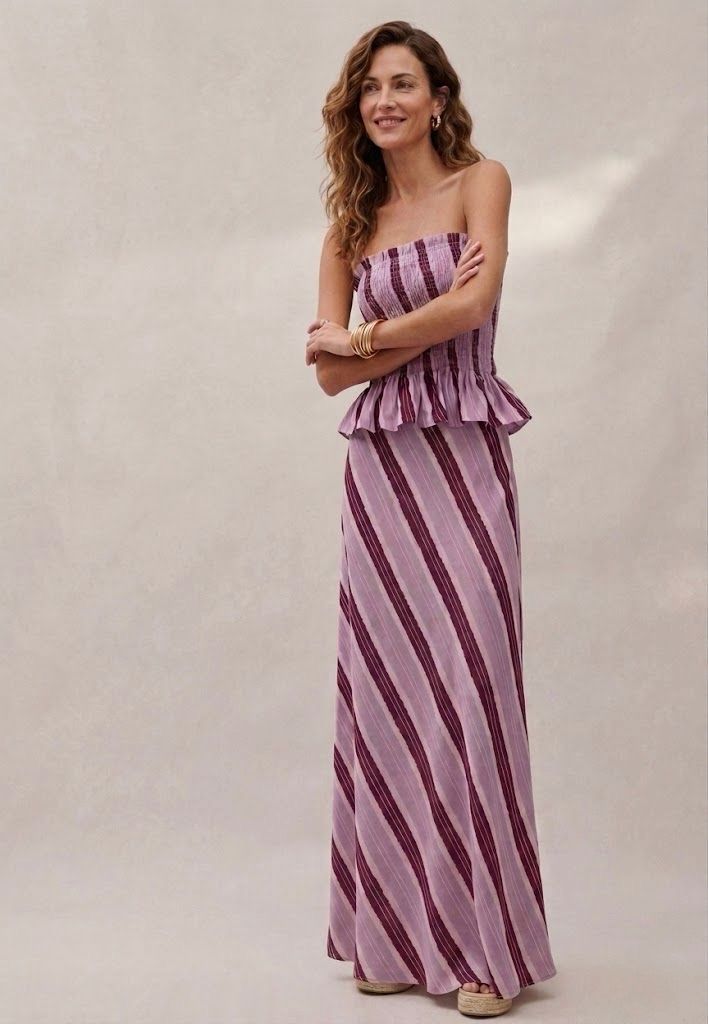 Conjunto maxi  Volea de dos piezas con estampado de rayas