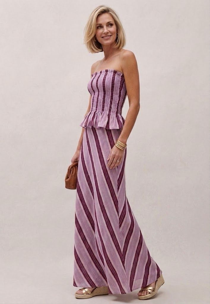 Conjunto maxi  Volea de dos piezas con estampado de rayas