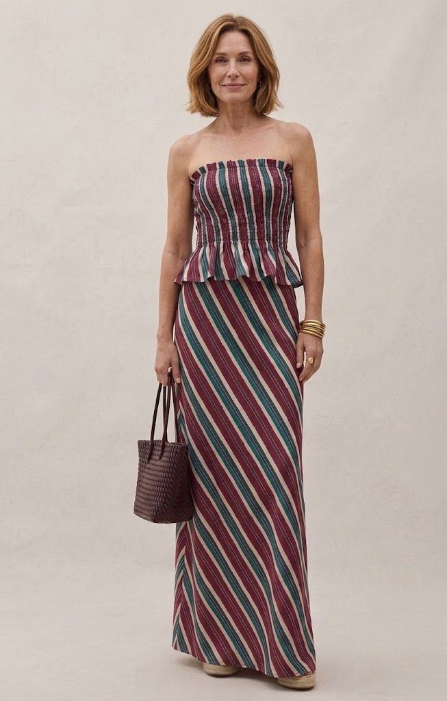 Conjunto maxi  Volea de dos piezas con estampado de rayas