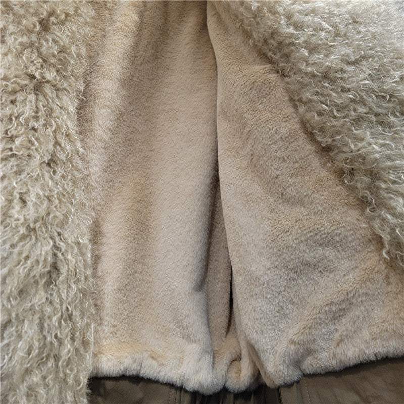 Chaqueta Oversize con Cuello de Pelo Rizado