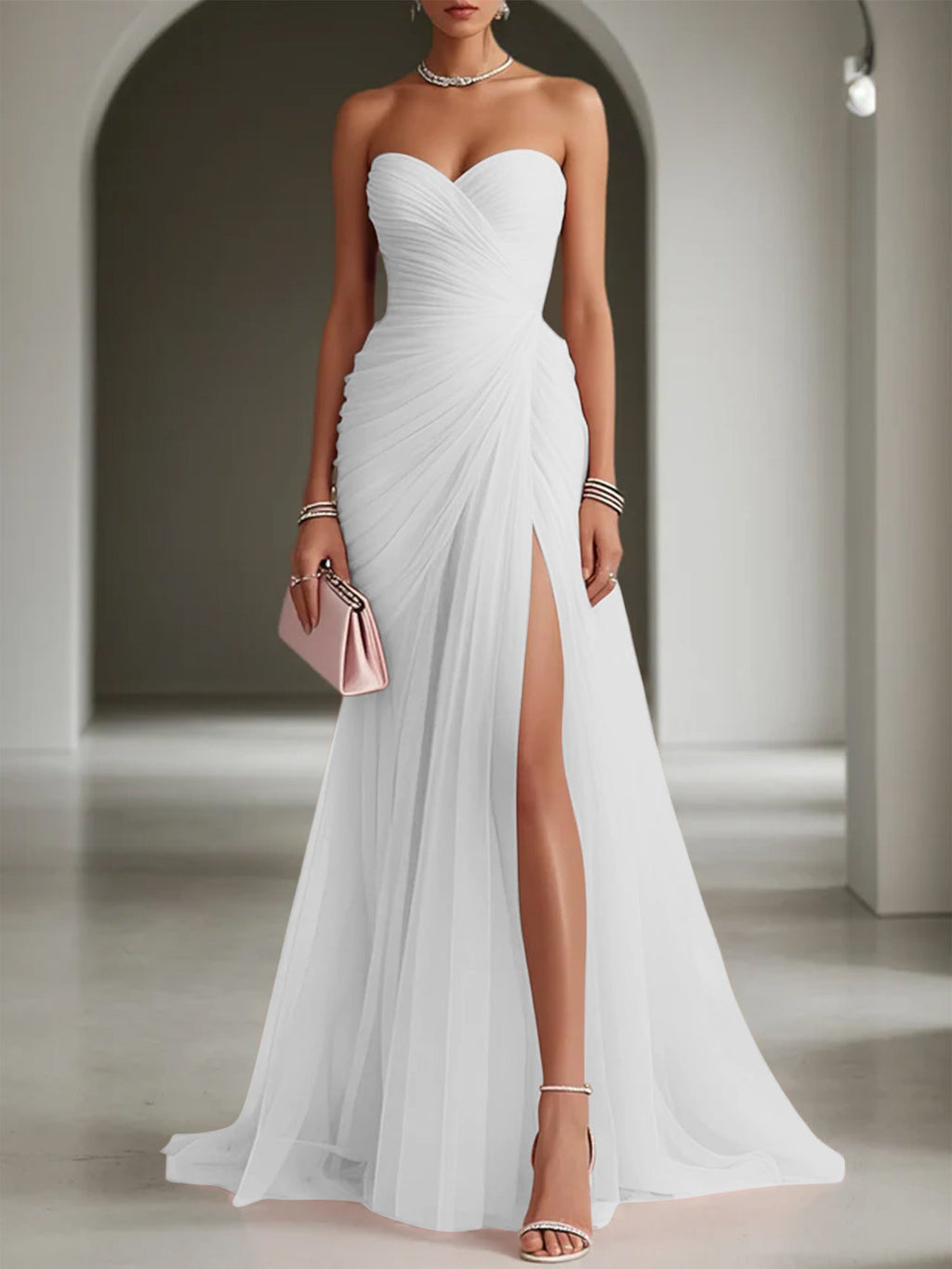 Ariadna | Long Party Dress with Draping and Side Slit