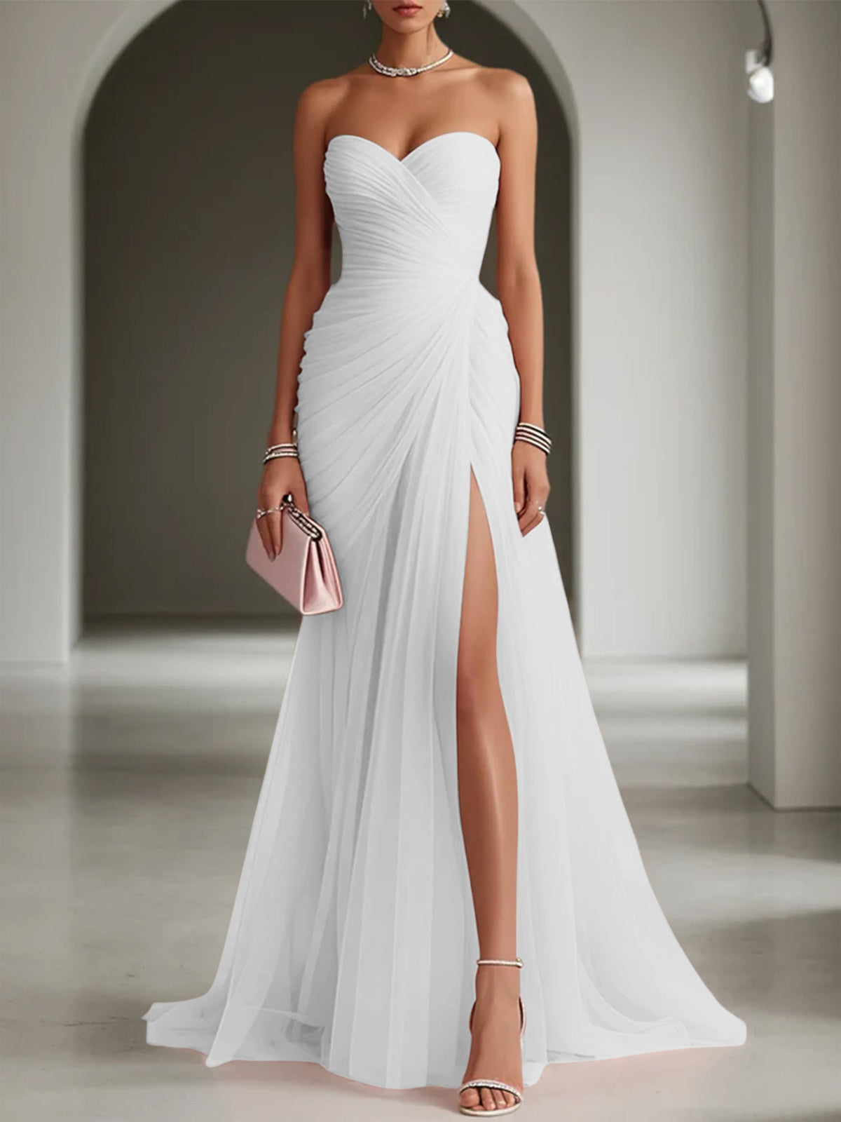 Ariadna | Long Party Dress with Draping and Side Slit