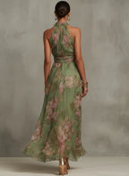Vestido largo verde floral Marti