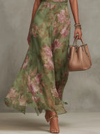 Vestido largo verde floral Marti