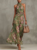 Vestido largo verde floral Marti