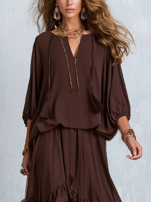 Conjunto Falda de Chifón Bohemia con Volantes