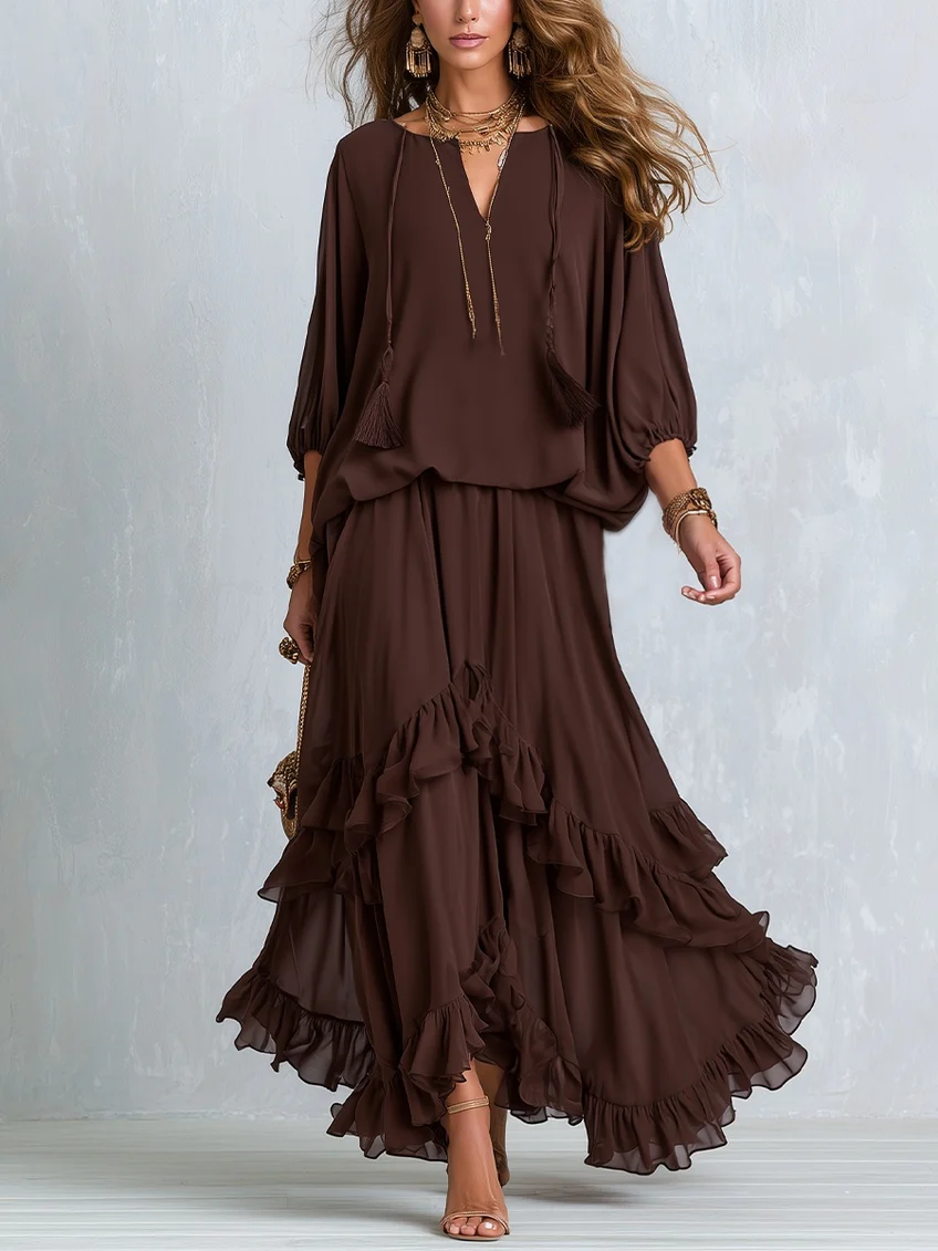Conjunto Falda de Chifón Bohemia con Volantes